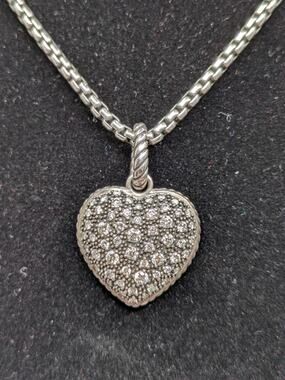 David Yurman Sterling Silver & 18kt. Mélange Large Diamond Heart Necklace 18"